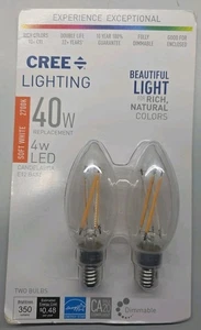Cree Lightbulb 40W Soft White Candelabra E12 Base 2 Pk - Picture 1 of 2
