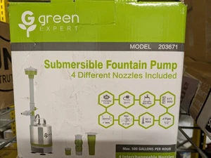 Green Expert Submersible Fountain Pump 500GPH 203671  includes 4 Nozzles - Picture 1 of 1