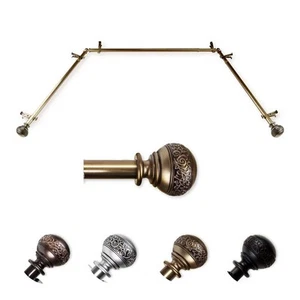 13/16 Dia Adjustable 20 -36 , 38 -72 Bay Window Curtain Rod with Douglas Finials - Picture 1 of 3