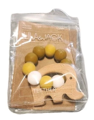 A33-NWTLila & Jack Teether W/Wooden Elephant 3 Months + BPA Free Silicone & Wood - Image 1 of 2