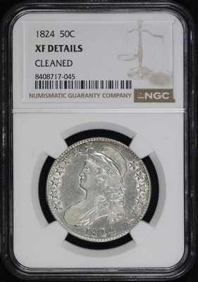 1824 Capped Bust Half Dollar NGC XF Details Cleaned - Image 1 of 2