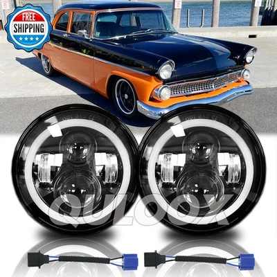 for Ford Fairlane 1955 1956 1957 2PC 120W 7inch Round LED Headlights HI/LO Bulbs Foto 1 de 4