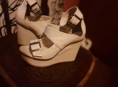 Diesel Cream Leather Platform Wedge Buckle  Sandal Shoe With Ankle Strap Size 5  - Image 1 of 4