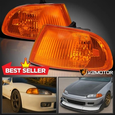 Fits 1992-1995 Honda Civic 2/3Dr EG Amber Corner Lights Turn Signal Lamps LH+RH - Image 1 of 4