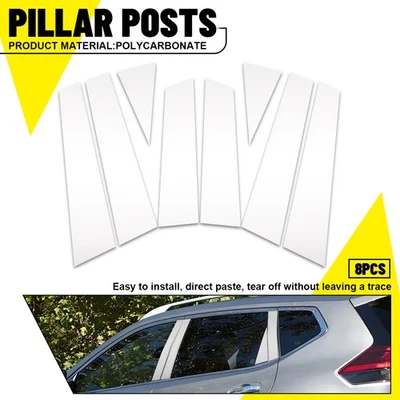 Juego de 8 puertas ventana pilar poste moldura cubierta cromada para Nissan Rogue 2014-2020 Foto 1 de 4