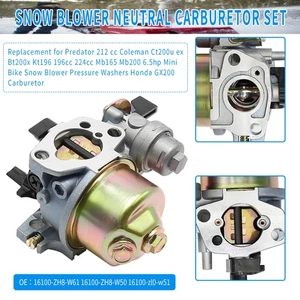 Kit de carburador para GX160 Predator 212cc 196cc CT200U BT200X reemplaza 16100-ZH8-W61 - Imagen 1 de 9