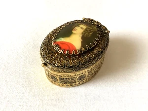 Vintage Schmuckdose, Schatulle, Frauenbildnis, Samt, Nachlass! - Bild 1 von 7