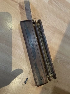FA33 19th CENTURY VINTAGE DOUBLE SHOT & CAP BOX LINE WINDER FISHING  JW DAY 110 - Picture 1 of 9