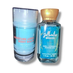 Bath & Body Works Water Moisture Lock Body Balm & Saltwater Breeze Shower Gel x2 - Picture 1 of 15