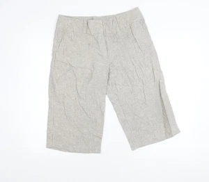 Marks and Spencer Women’s Beige Striped Linen Culotte Shorts Size 16 - Picture 1 of 12