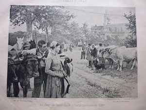 Gravures mode: journal des demoiselles Paris..Débat-Ponsan.le jour de la St-Roch - Picture 1 of 10