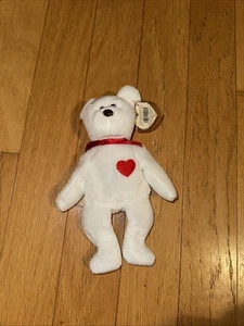 TY Beanie Baby - VALENTINO der weiße Bär (8,5 Zoll) - Bild 1 von 9