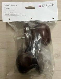 Kirsch Wood Trends Mahagoni Endstücke Paar passend für 1 3/8 Gardinenstange neu versiegelt - Bild 1 von 4