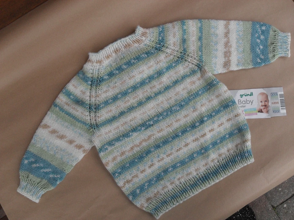 Kinderpullover, handgestrickt, ca. Gr. 80, Gründl Babywolle - Bild 1 von 4