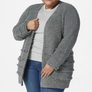 Barefoot Dreams CozyChic Strick-Cardigan vorne offen Damengröße Small grau - Bild 1 von 7