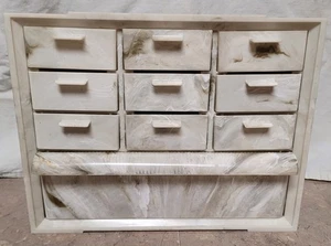 Vtg Akro-Mils Cabinets USA Marble Swirl Plastic? Bakelite? 10 Drawer Organizer - Picture 1 of 7