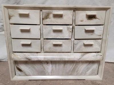 Vtg Akro-Mils Cabinets USA Marble Swirl Plastic? Bakelite? 10 Drawer Organizer - Image 1 of 4