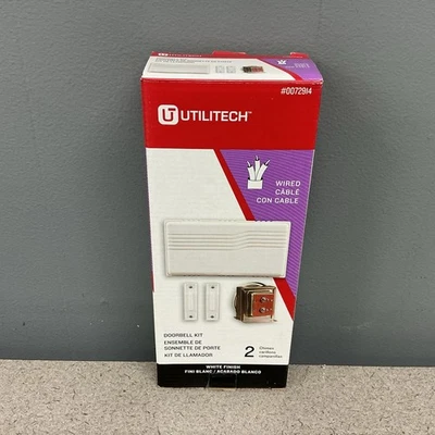 NOVO kit de campainha com fio Utilitech 0072914 com 2 sinos.  - Imagem 1 de 3