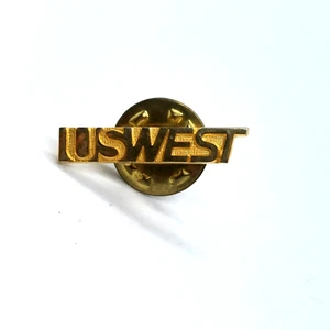 Vintage US West Telephone Service Company Pin Gold Tone Lapel Collectible - Picture 1 of 3