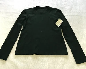 VTG MZM Sport Womens Top Sz S Black Round Neck Knit Long Sleeve Stretch NWT - Picture 1 of 10