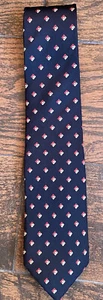 The Custom Shop 100% Silk Tie Imported Handmade Mini Print Geometric Black Tan - Picture 1 of 5