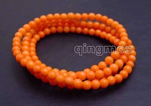 SALE Small 5-6mm Round Orange Natural Coral 30" Bracelet/Necklace-bra334 - Picture 1 of 8
