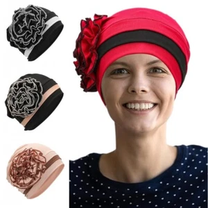 New Versatile Hat Women Larger Flower Bottom Hat Muslim Lady Two Tone Wrap Cap - Bild 1 von 23