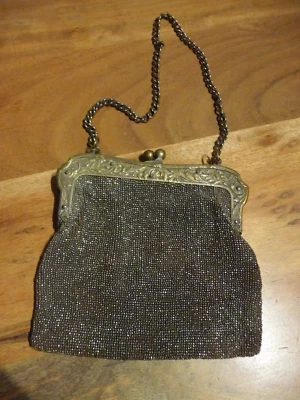 Ancien Sac de bal Minaudière Aumônière metal Argenté ? ( ref 32 ) - Photo 1/4
