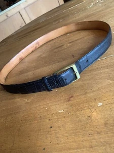Vintage Martin Dingman Embossed Black Alligator Belt Gold Buckle 34 X 1.125” - Picture 1 of 5