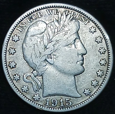 1915-P Philidephia Barber Silver Half Dollar 50 Cents-Rare-(138,000 minted)-VF++ Cover