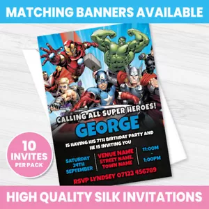 AVENGERS PARTY EINLADUNGEN PERSONALISIERTE SUPERHELDEN GEBURTSTAGSPARTY EINLADUNGEN - Bild 1 von 4