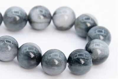 Cuentas redondas de crisoberilo gris azul natural genuino de 12 mm Foto 1 de 3