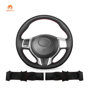 Funda de volante MEWANT puntada a mano negra cuero sintético para Toyota Yaris Verso S Vitz - Imagen 1 de 7