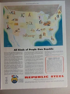 1945 REPUBLIC STEEL All Kinds of People own Republic Stock vintage art print ad - Picture 1 of 1