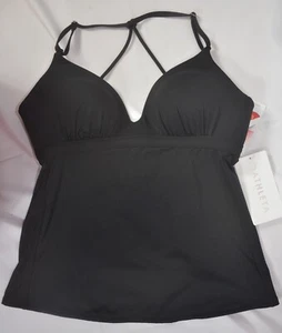 NWT MSRV $84 Athleta Size M Black Molded Prism Back Tankini Swimsuit Top #273703 - Picture 1 of 3
