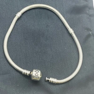 Pandora Sterling Silver Charm Snake Chain Bracelet Signed 925 ALE 7.9” Long - Picture 1 of 4
