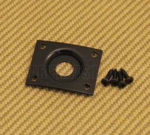006-2424-000 Squier By Fender Guitar Black Curved Recessed Rectangle Jack Plate - Picture 1 of 1