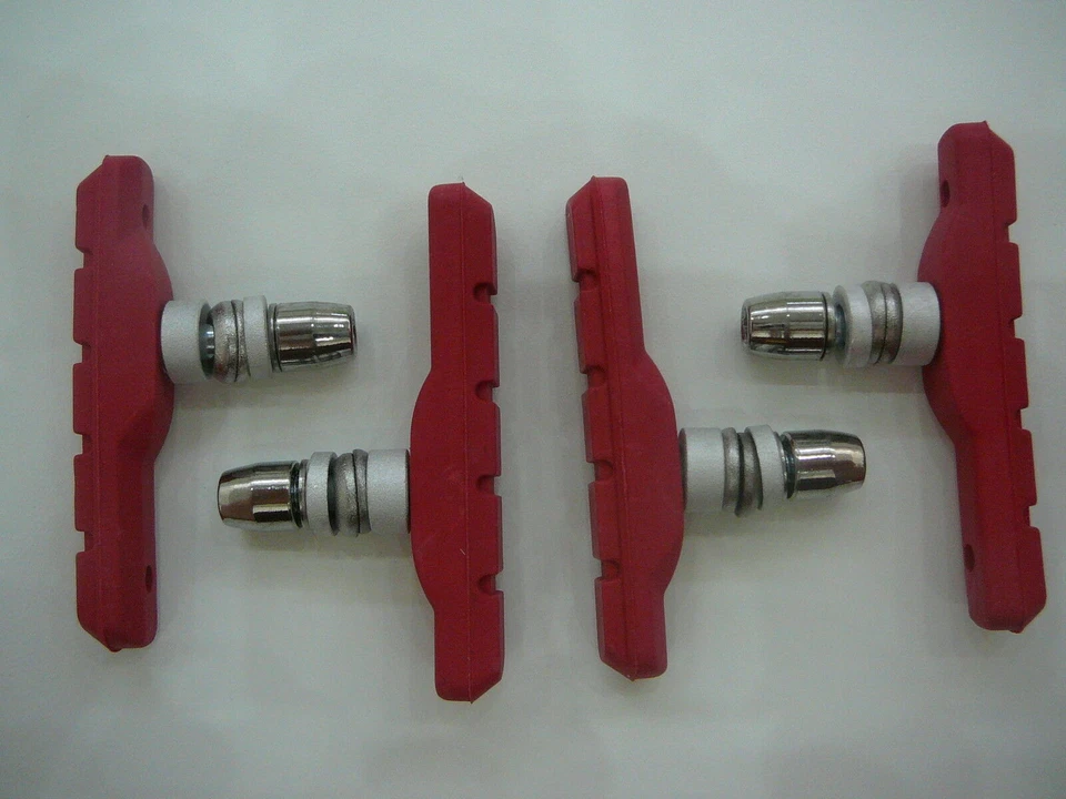 2 PAIRS RED CYCLE MOUNTAIN BIKE MTB TREKKING ALL WEATHER 70mm V BRAKE BLOCKS PAD - Image 1 of 1