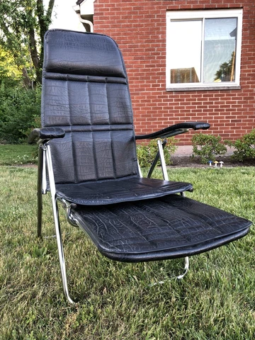 Vintage MAULE MARGA Reclining AIRSTREAM RV Camper FOLDING CHAIR w Foot Rest MCM Cover