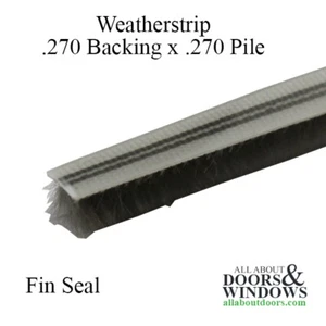 Weatherstrip .270 backing x .270  pile,  Fin Seal - Gray - Picture 1 of 2