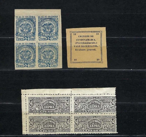 ''STATE OF CUNDINAMARCA.- 'ARMS  1884- 'PROVISIONAL  1883-    BENEFICENCIA LEPRA Cover