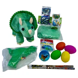 Easter Basket Stuffer Plush Dinosaur Plastic Eggs Toys Stickers Filler Set 116 - Picture 1 of 24