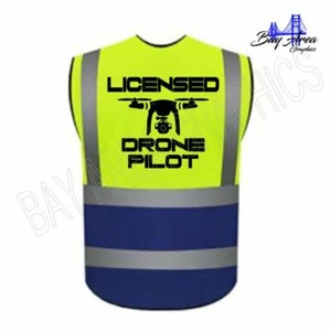 Licensed Drone Pilot Vest Safety GREEN-BLUE REFLECTIVE-POCKETS High Visibility - Picture 1 of 4