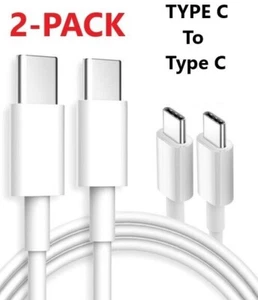 2 PACK USB-C to USB-C Fast Charge Cable Charging Cord Type Charger For Samsung - Picture 1 of 3
