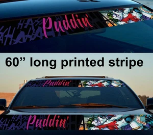 60" Daddys Lil Monster Puddin' Strip Printed Windshield Vinyl Sticker Decal - Picture 1 of 2