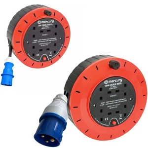 Camping Tent Electric Caravan Mains Hook Up Reel Power Cable 16A Plug 5m 10m - Picture 1 of 10