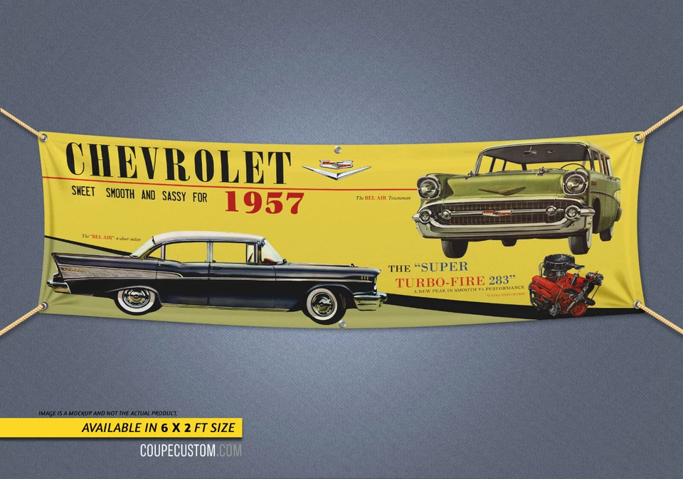 1957 Chevrolet 4dr Dealer Garage Banner Sedan Chevy Wagon Townsman 283 V8 — 第 1/3 张图片
