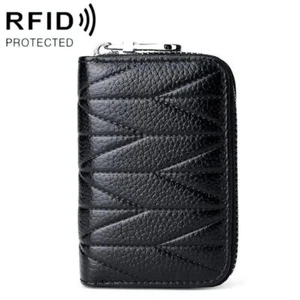 Women Anti Magnetic Leather Rfid Wallet - Black - Picture 1 of 15