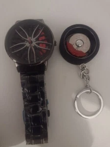 Neue Mode 3D Sport Auto Rad Uhr  Herren-Armbanduhren (schwarz/rot) Plus Gratis  - Bild 1 von 7