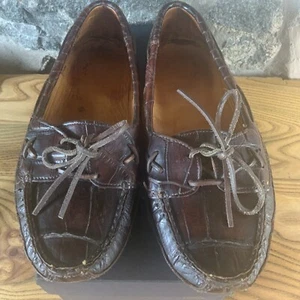 Ralph Lauren Women’s Vintage Brown Alligator Moccasins In Original Box - Picture 1 of 17
